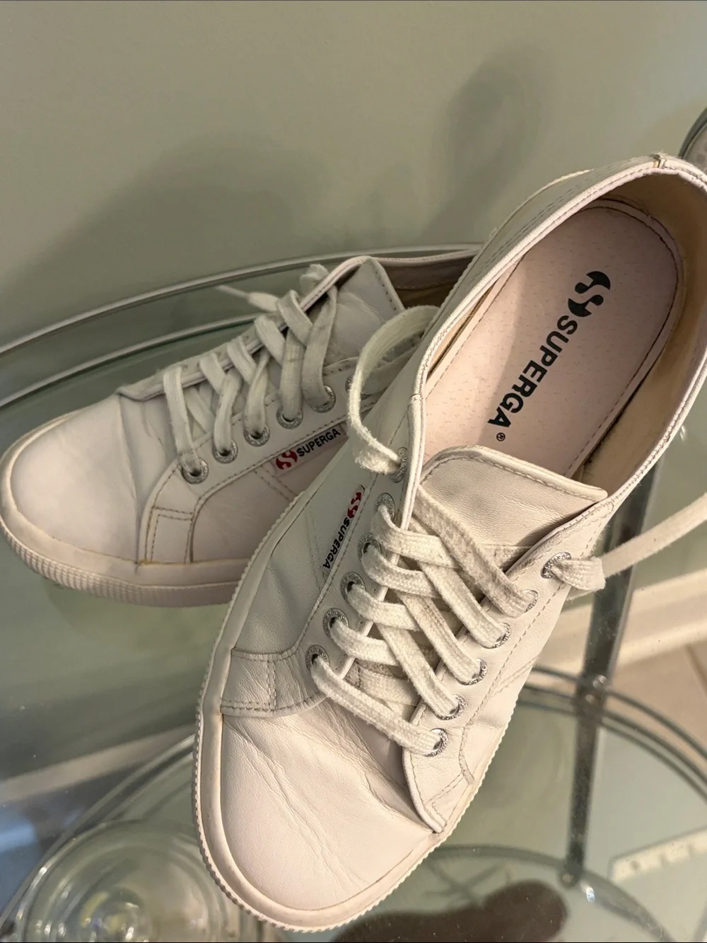 Superga White Leather Low-Top Sneakers 9.5 W 41 EU